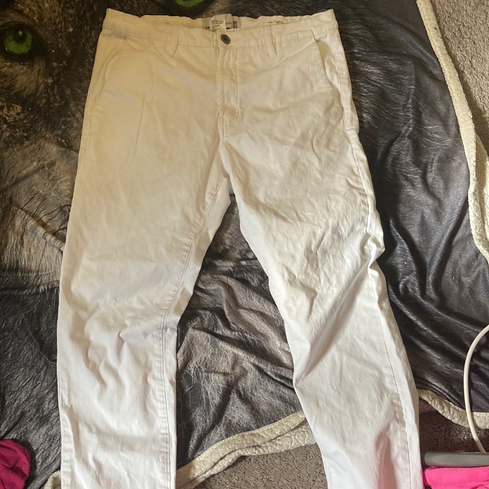 Paper Denim & Cloth White Chinos Flat Front Cotton